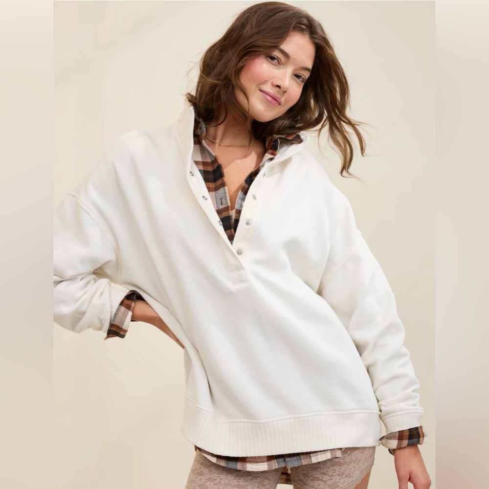 Aerie Off-White Textured Knit Top